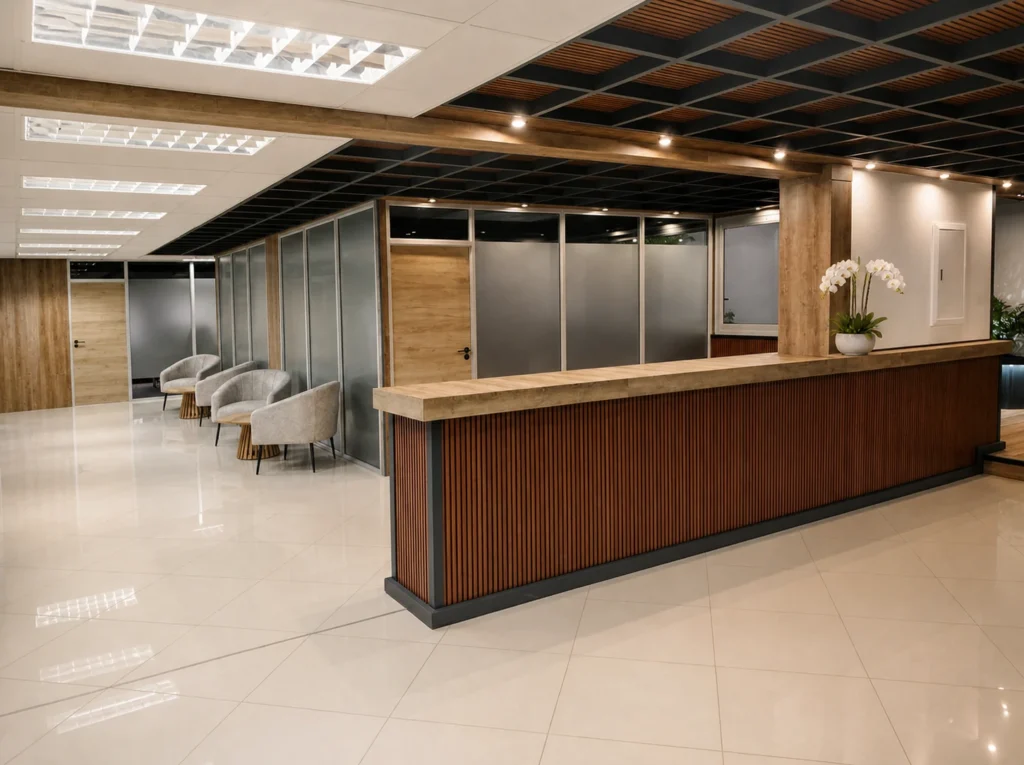 Reception counter and waiting area at Miracle Park Office Suites, Centurion