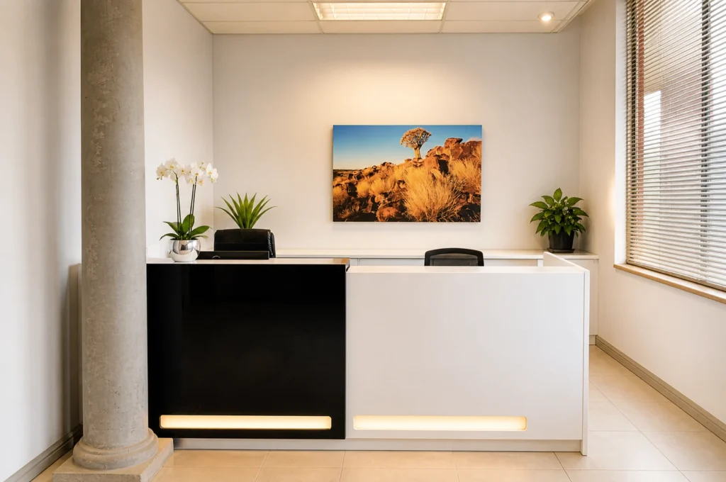 Front reception desk at Miracle Park Office Suites, Centurion